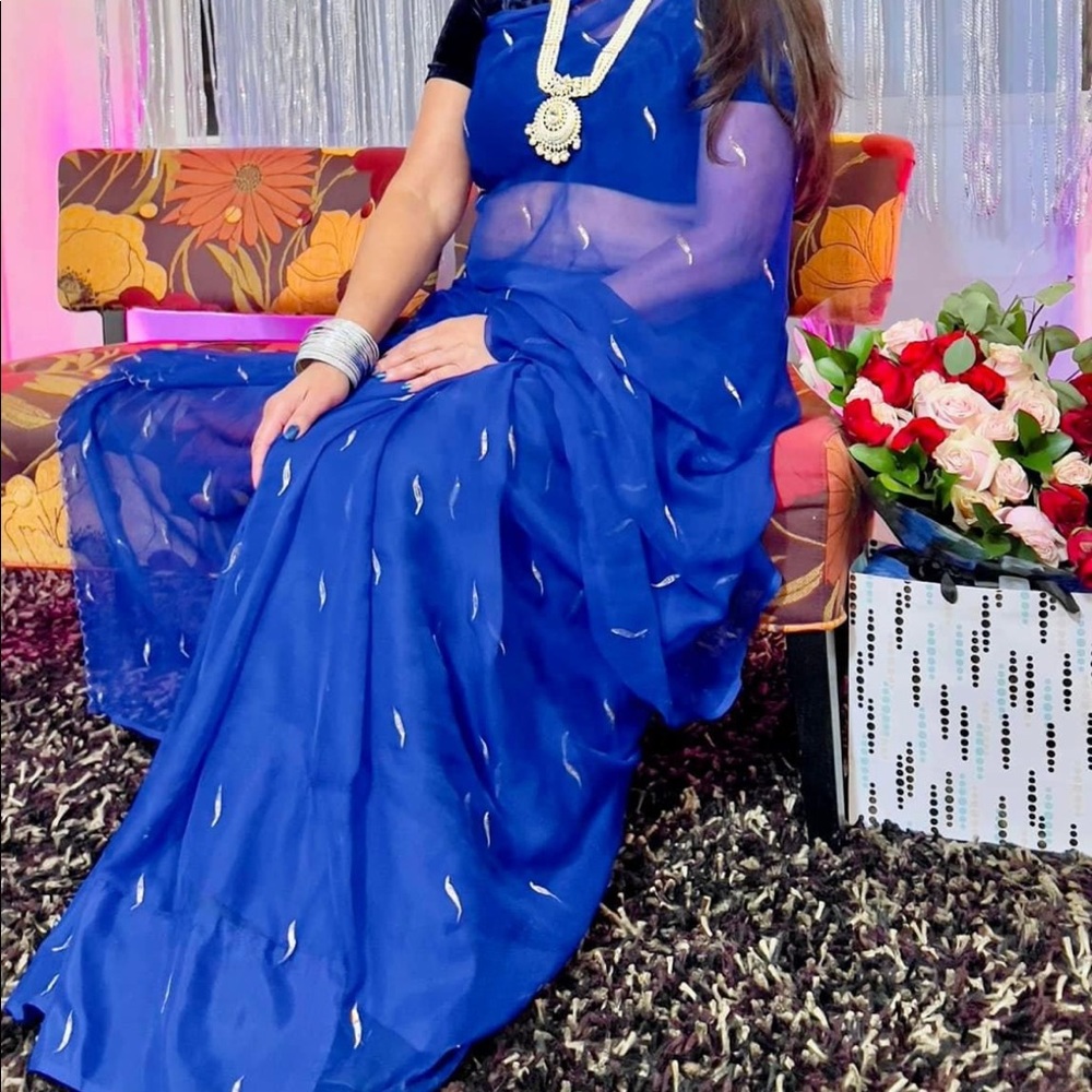NAVY BLUE Saree - Chiffon